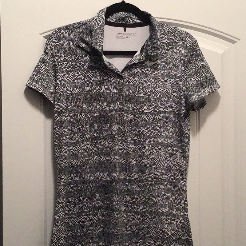 Nike Short Sleeve Black  White Golf Shirt
